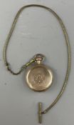 Watches: a Waltham gold plated full hunter pocket watch, 50mm case, with 47cm gold plated snake styl