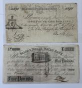Banknotes: Stourbridge & Kidderminster Banking Co, For Payne & Smith, £5 note serial number 