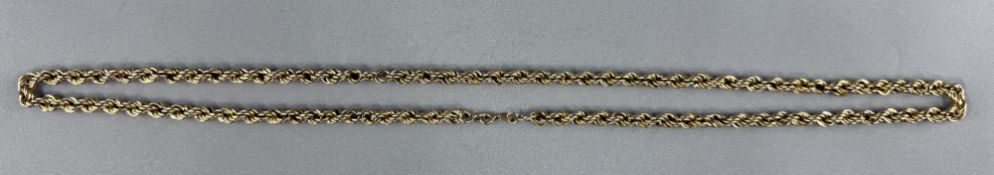 Jewellery: a 9ct yellow gold ropetwist necklace, approximately 62cm, 9.3g.