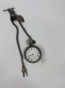 Watches: a white metal open faced pocket watch, bearing Swiss hallmarks and marked 935, with white e