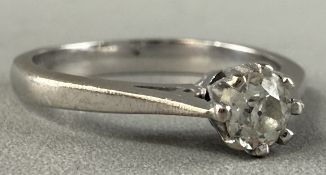 Jewellery: 18ct white gold ring set with a single brilliant cut diamond, estimated weight 0.20ct, si