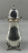 Silver: a sugar caster by James Ramsay, Birmingham 1938, four legs formed from the bodies of snakes 