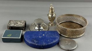 Silver: a cased set of shovel end coffee spoons, Sheffield 1932; a matchbox holder, London 1900, wit