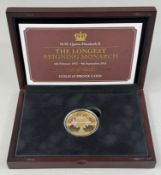 Coins: a Jersey issued 22ct yellow gold proof £5 coin produced to commemorate Queen Elizabeth II bec