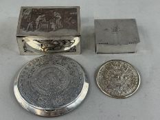 Silver: The John Ellis Collection- an early 20th century Mexican 925 marked compact, the lid decorat