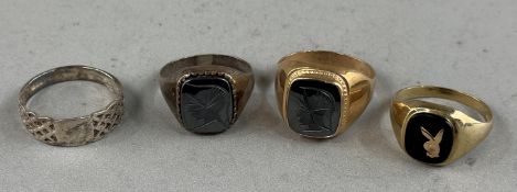 Jewellery: a 9ct gold signet ring, a haematite intaglio carved with the head of a centurion, UK size