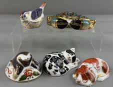 Ceramics: Royal Crown Derby; a group of five paperweights, to include a Collectors Guild puppy, 9cm,