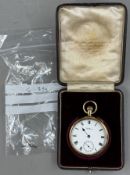 Watches: a 15ct gold cased open faced pocket watch by Waltham, hallmarked for Birmingham 1908. Compl