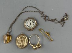 Jewellery: a yellow metal ring, marked 585 and testing as 14ct gold, modelled with two hollow polish