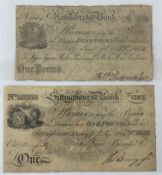 Banknotes: York City & County Bank, £5 note serial number D2669, Unused note, UNC; Sittingbourne