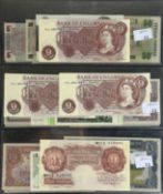 Banknotes: Bank of England, Skit notes 9/- notes J K Hollom x 3, the serial numbers the same on all 