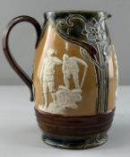 A Doulton Lambeth stoneware jug of golfing interest, late 19th century, designed by Percival Ball, a