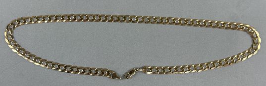 Jewellery: a yellow metal flattened curb link necklace, marked 375 in several places and testing as 