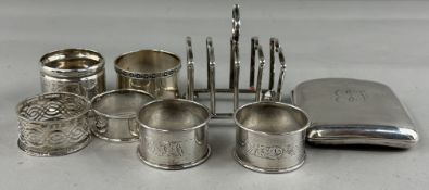 Silver: a novelty toast rack, London 1916, the five dividers in the shape of a slice of toast; a cig