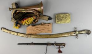 Militaria: an early 20th century Royal Artillery officers dress belt buckle on gold brocade belt; a 
