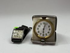 Watches: a silver Art Deco square cased wristwatch, import marks for Glasgow 1928, the 15 jewel move