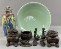 Asian Arts: a 19th century Chinese cast bronze ding or incense burner, of drum form with twin rope-t