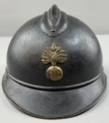 Militaria: a First World War French Infantry Adrian combat helmet, bearing the flaming grenade 'RF' 