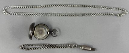 Silver: a single sovereign case, Birmingham 1904; a whistle on chain and a costume jewellery curb li