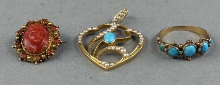Jewellery: a yellow metal cameo brooch, the metal unmarked but testing to 18ct gold, the portrait ca