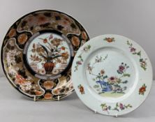 Asian Art: an 18th century Chinese export famille rose plate, Yongzheng, decorated with flowers in a