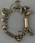Jewellery: yellow metal fancy link bracelet, testing as 9ct gold and probably converted from a watch