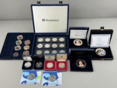 Coins: a 1977 silver proof crown, encapsulated and cased with certificate; a Guernsey Royal Wedding 