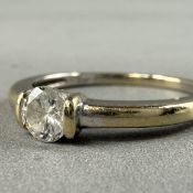 Jewellery: Ring white metal set with a single brilliant-cut diamond, estimated weight 0.25ct, size o