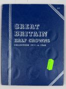Coins: a British coin folder by Don Hirschhorn Ltd, complete, containing half crowns from 1911 throu