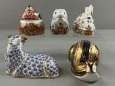 Ceramics: Royal Crown Derby; a group of five paperweights, to include a poppy mouse, 6.5cm, undated;