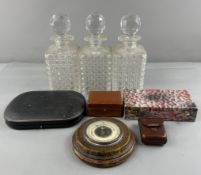 Scientific: a Carl Zeiss Jena Turmon 8x monocular in original case; an oak cased circular barometer;