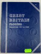 Coins: a British coin folder by Don Hirschhorn Ltd, complete, containing florins from 1911 through t