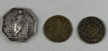 Tokens: 19th century silver French notary tokens, 31 grams.