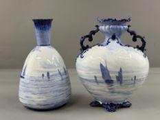 Two Royal Crown Derby vases, date codes for 1897 and 1899, painted in blue by or in the manner of W 