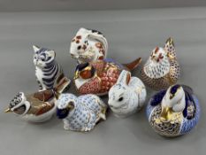 Ceramics: Royal Crown Derby- a group of eight animal paperweights, comprising of a blue and gold duc