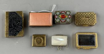 Decorative Arts: an Italian micromosaic topped pill box, 3.2cm; an enamelled brass matchbox holder; 