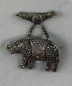 Watches: a mid 20th century novelty silver brooch watch in the form of a caparisoned elephant, impor