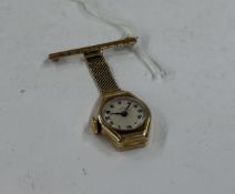 Watches: a ladies 9ct gold cased pendant brooch watch by Roclever, Birmingham 1951, the bar inscribe