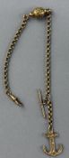 Jewellery: a ladies yellow metal Albertina watch chain, testing as 9ct gold, a second smaller chain 