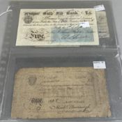 Banknotes: Bath Old Bank, For Hobhouse, Phillott & Lowder, £5, 1st Sept 1841, serial number 5933