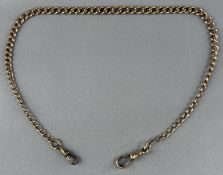 Jewellery: a 9ct gold graduated curb link chain, 38cm, one end with original gold dog clip, the othe