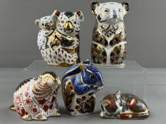 Ceramics: Royal Crown Derby; a group of five paperweights, to include a beaver, 11cm, date code for 