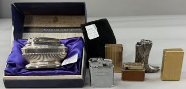 Tobacciana: a Dupont gold plated Ligne 1 lighter; two boxed Ronson lighters; a Colibri lighter and a