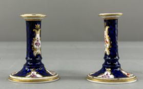 A pair of English porcelain miniature candlesticks, 1st half 19th century, possibly Spode, painted w