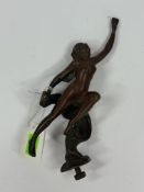 Automobilia: an early 20th century bronze car mascot by AE Lejeune, modelled as a nude female leapin