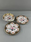 Three Spode dessert dishes, c.1830, richly decorated in an extended Imari palette with peony sprays 