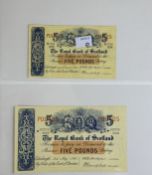 Banknotes: Royal Bank of Scotland, £5 (2) Ballantyne & Campbell, H 1754698, G 227509958, EF, SC8
