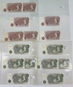 Banknotes: Jasper Q Hollom 10/- notes (7), 2 sequential prefixes Z04, Z04, 20B, 95B, 05C, 05D, 26N, 