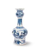 A Delft vase, late 17th century, the octagonal baluster form painted in the Chinese Transitional man