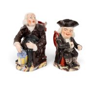 Two Toby jugs, c.1810-20, one a Drunken Parson, dressed in clerical garb and apparently spilling his